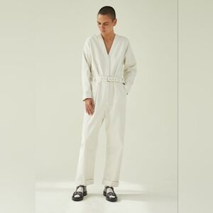 Rachel Comey white denim Wide Leg jumpsuit,00